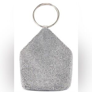 OLGA BERG evening bag, silver rhinestones